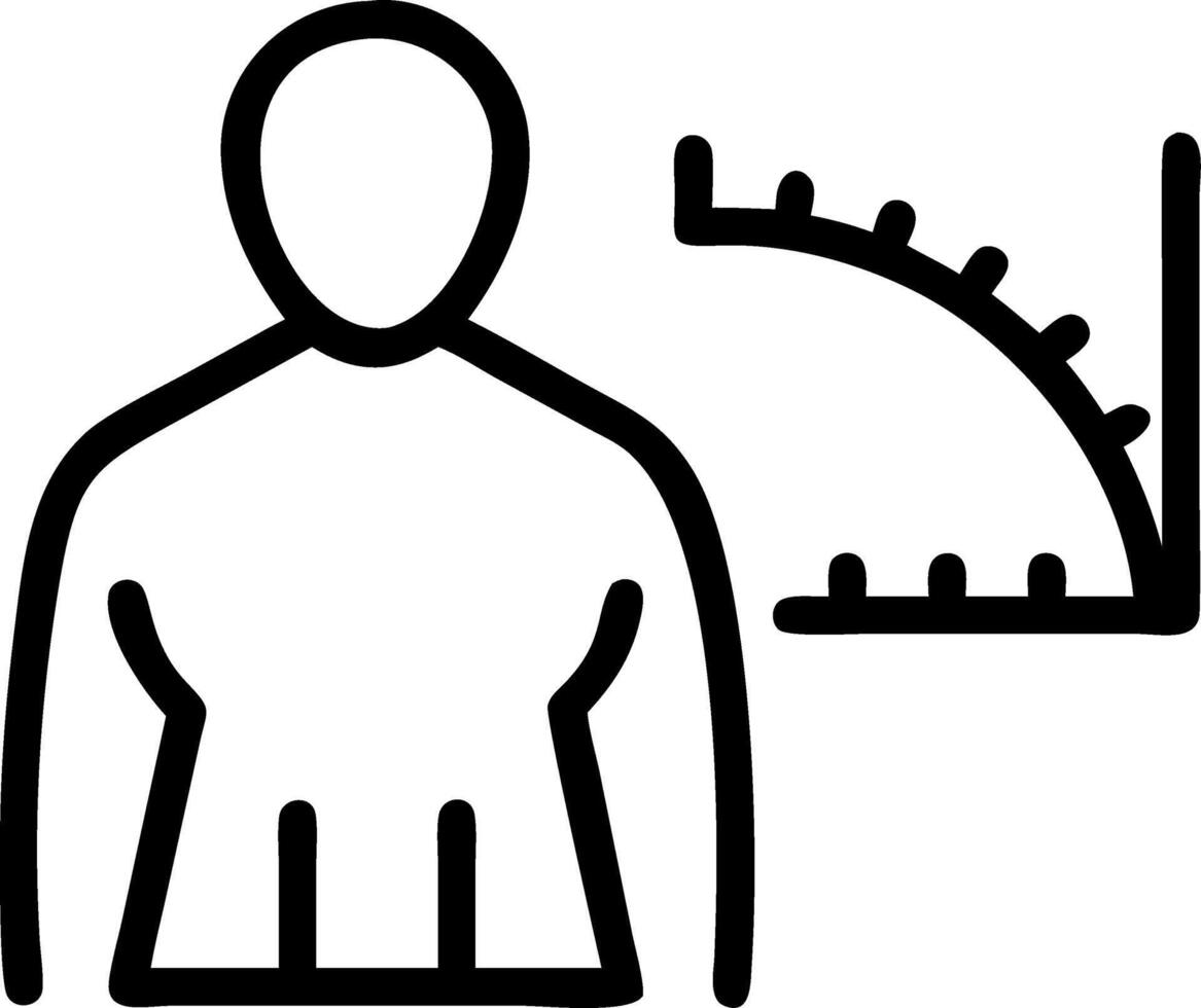 Evaluator watches metric arcs pastel tones sway chest relaxes mild whisper shapes order stable balance thrives vector