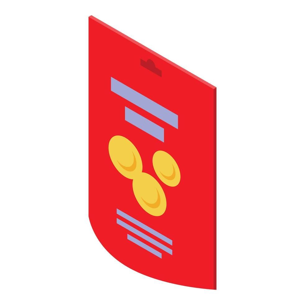 Red packet containing iota cryptocurrency for lunar new year celebrations vector
