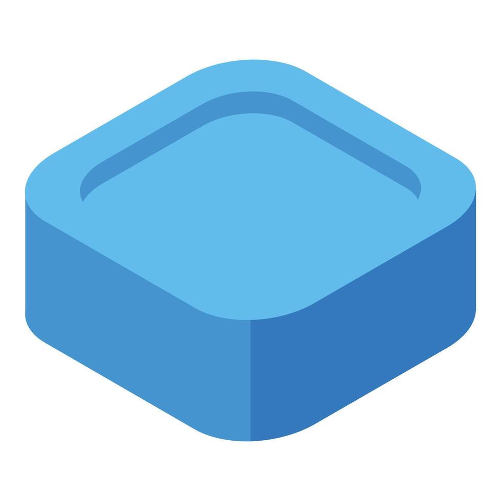 Blue rounded square platform creating empty space in isometric view vector