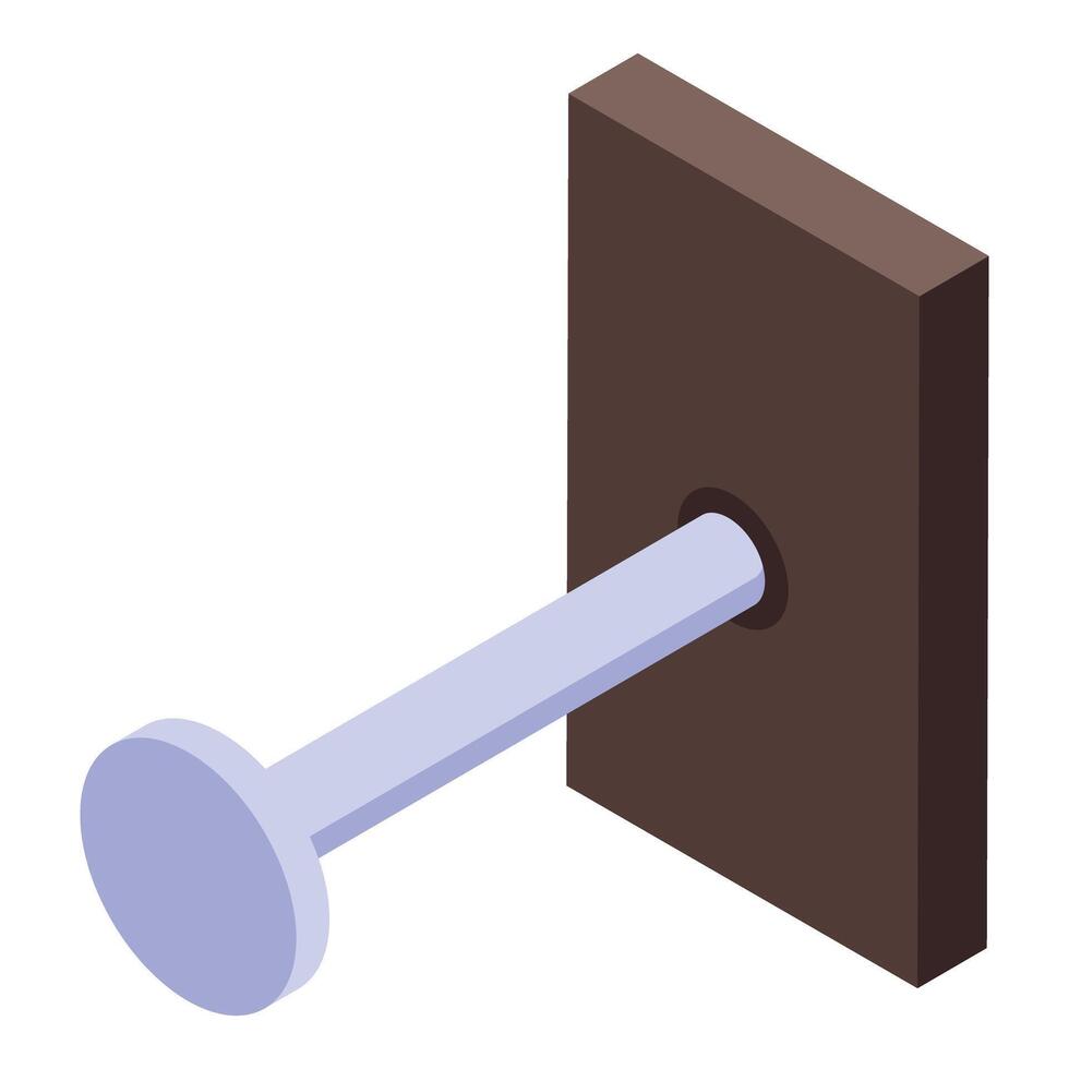 Dowel entering wooden board, isometric view of construction process vector