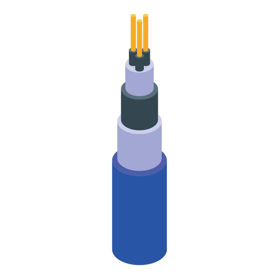 Electric cable showing colorful wires in isometric view vector