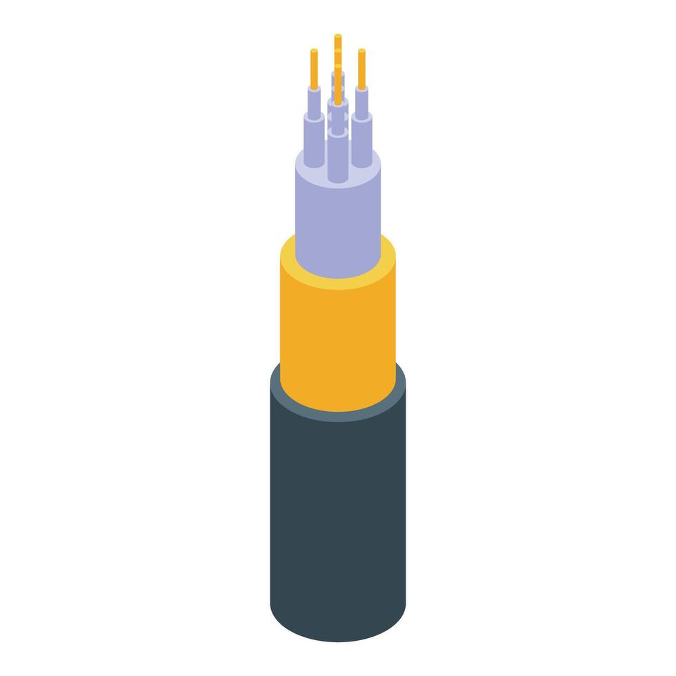 Optical fiber cable transmitting data through glass filaments vector