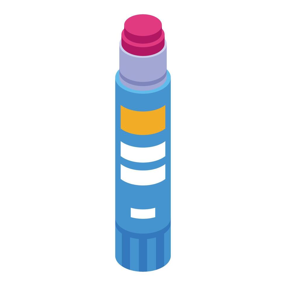 Blue glue stick with purple cap for paper and cardboard crafting vector
