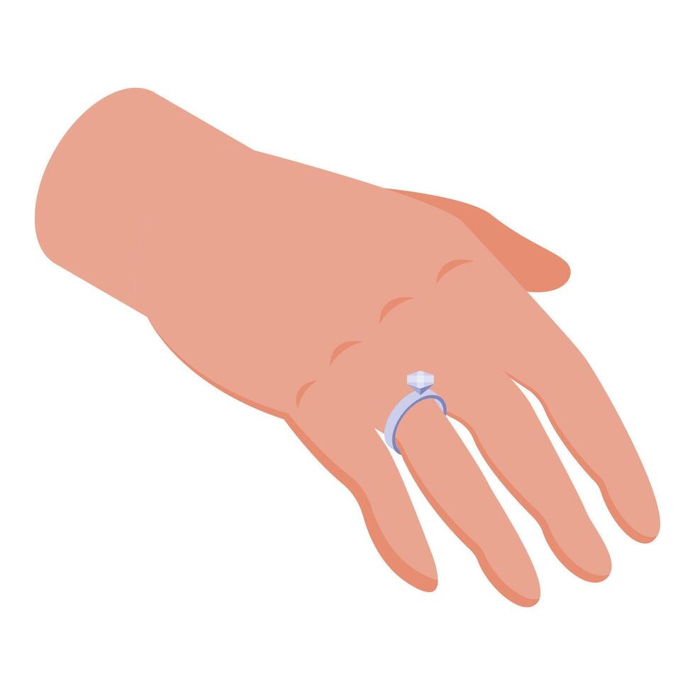 Woman showing ring on finger, engagement or wedding vector