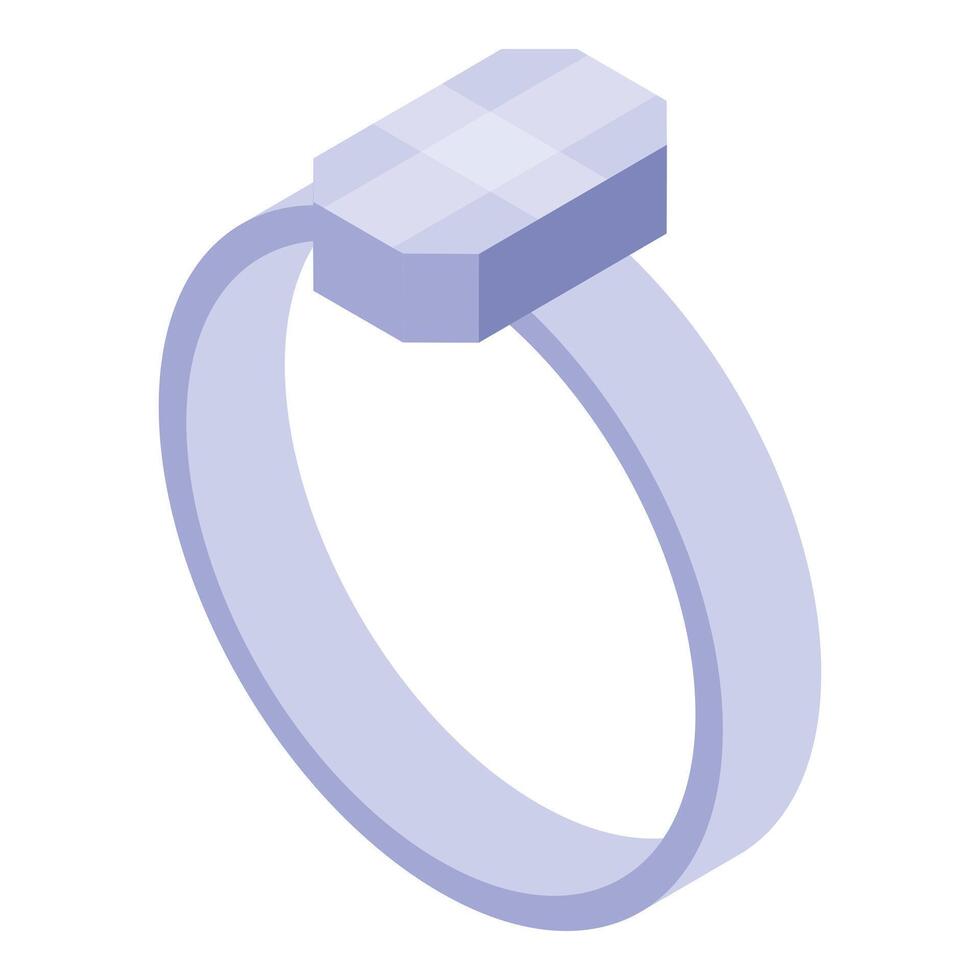 Elegant light purple ring with geometric gemstone isometric icon vector