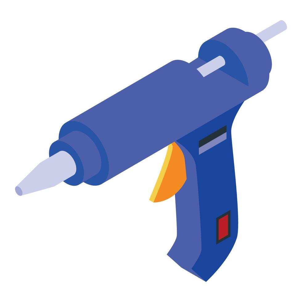 Electric hot glue gun with plastic stick for repairing and creating vector