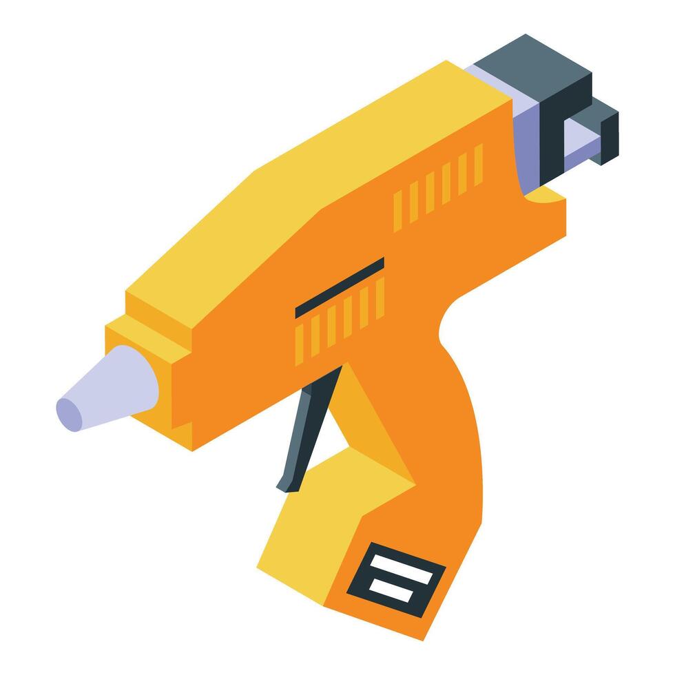 Hot glue gun with orange body for repairing and creating vector