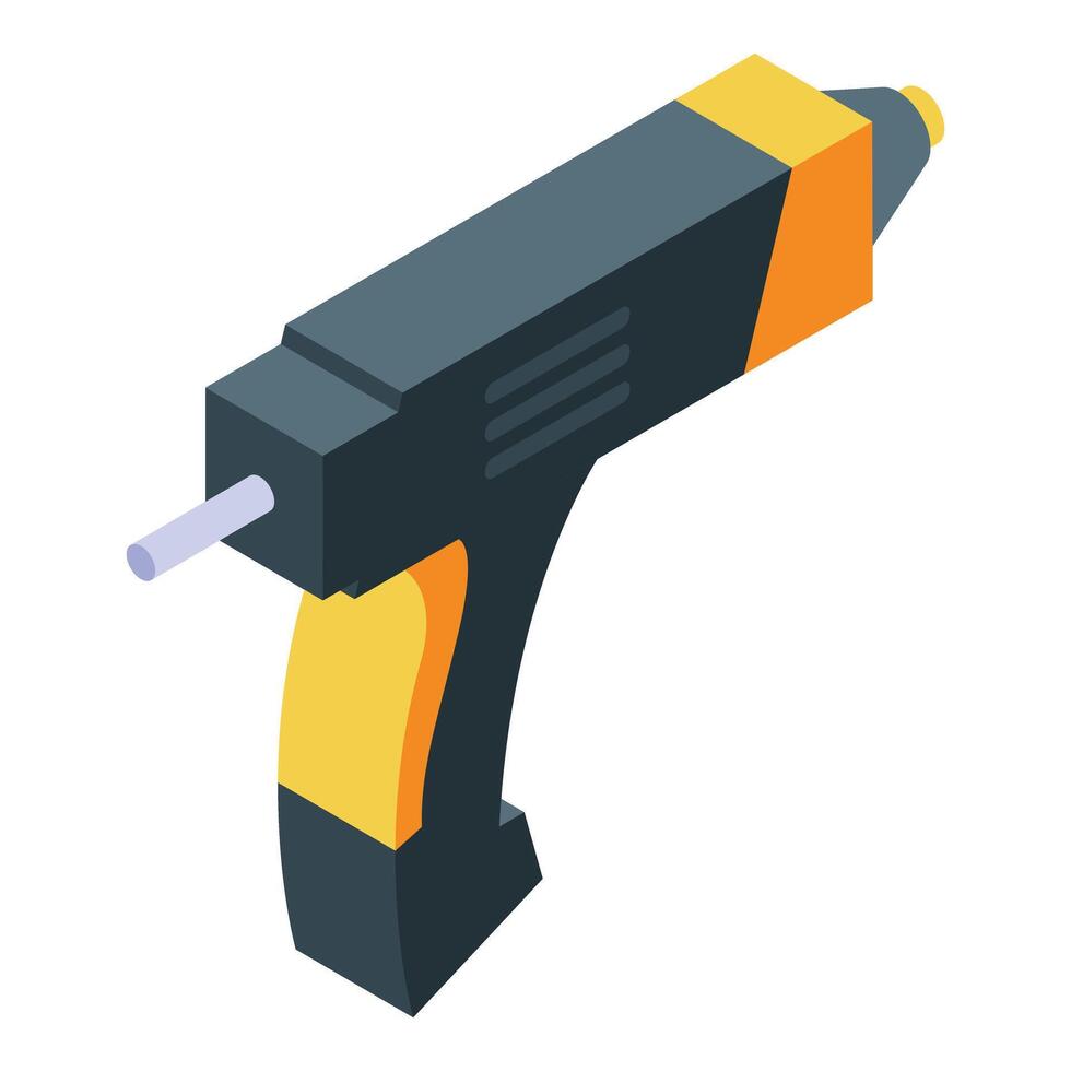 Hot melt glue gun with glue stick heating and dispensing melted adhesive vector