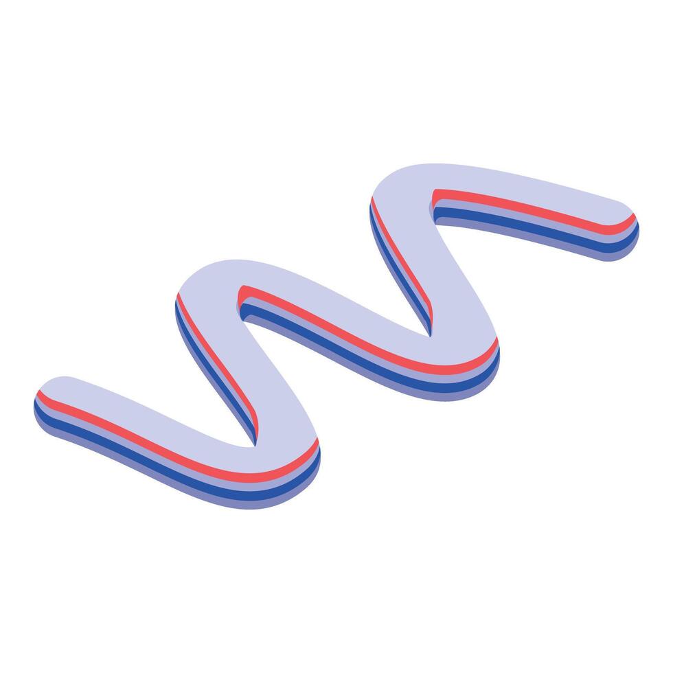 Three dimensional squiggly line forming letter w vector