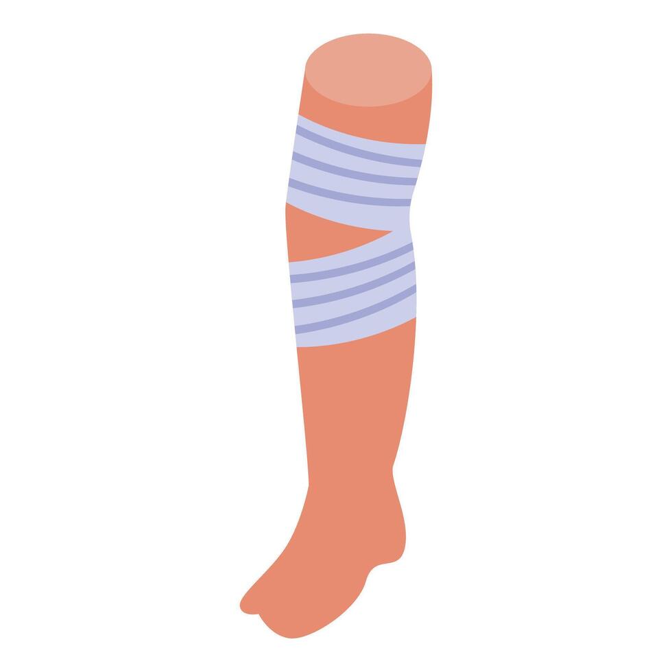 Bandaged leg representing medical treatment and injury vector