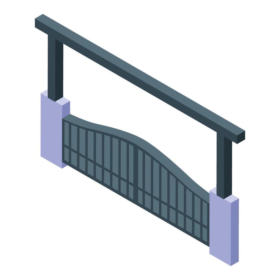 Automatic sliding gate protecting modern house entrance isometric view vector