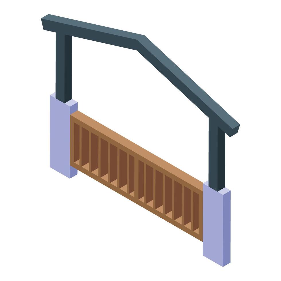 Modern pergola protecting wooden fence in isometric view vector
