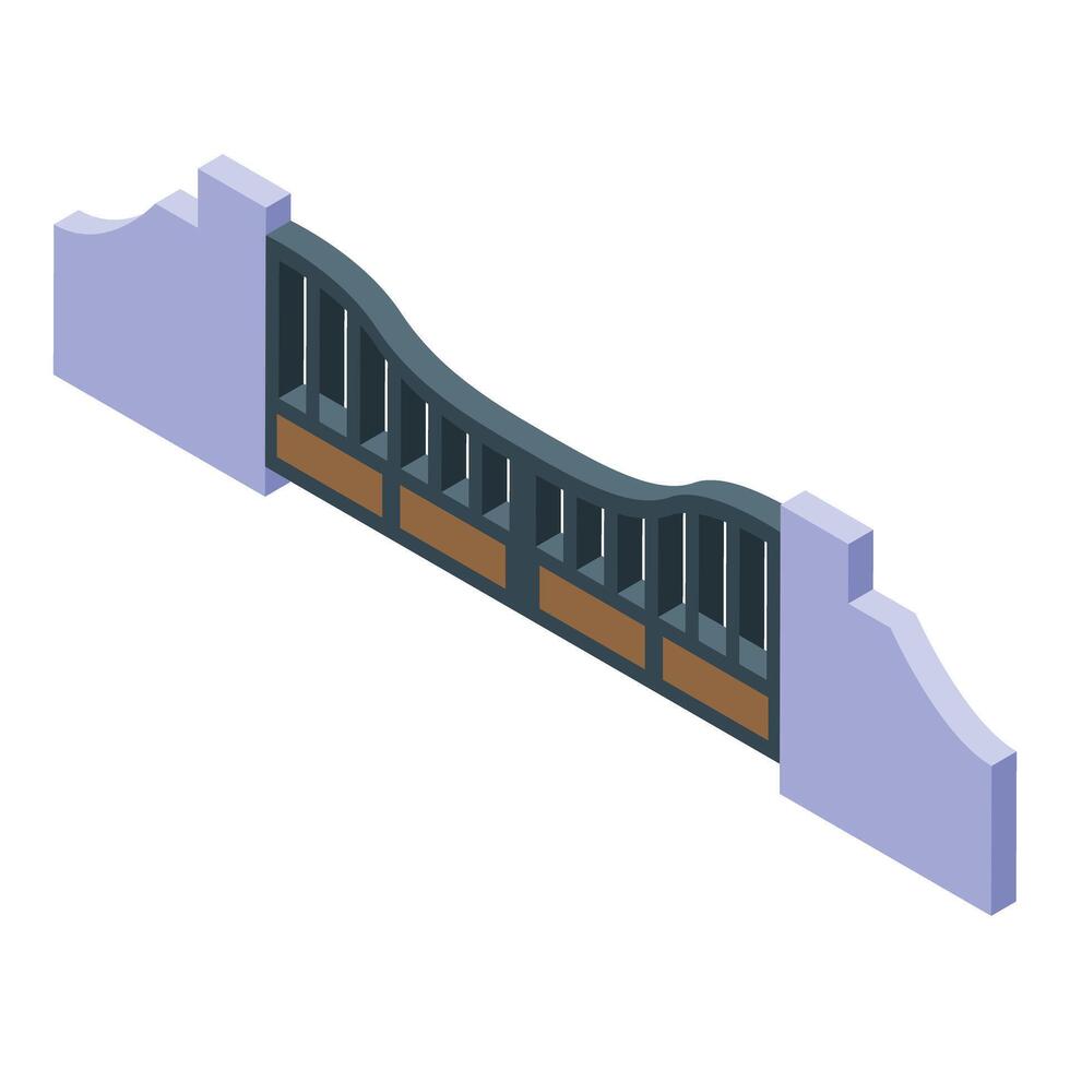 Automatic wrought iron driveway gate protecting modern house vector