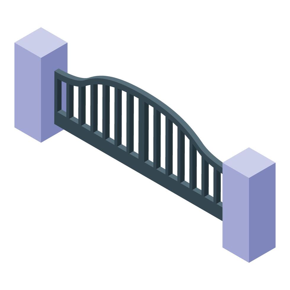Modern automatic gate protecting property entrance with security system vector