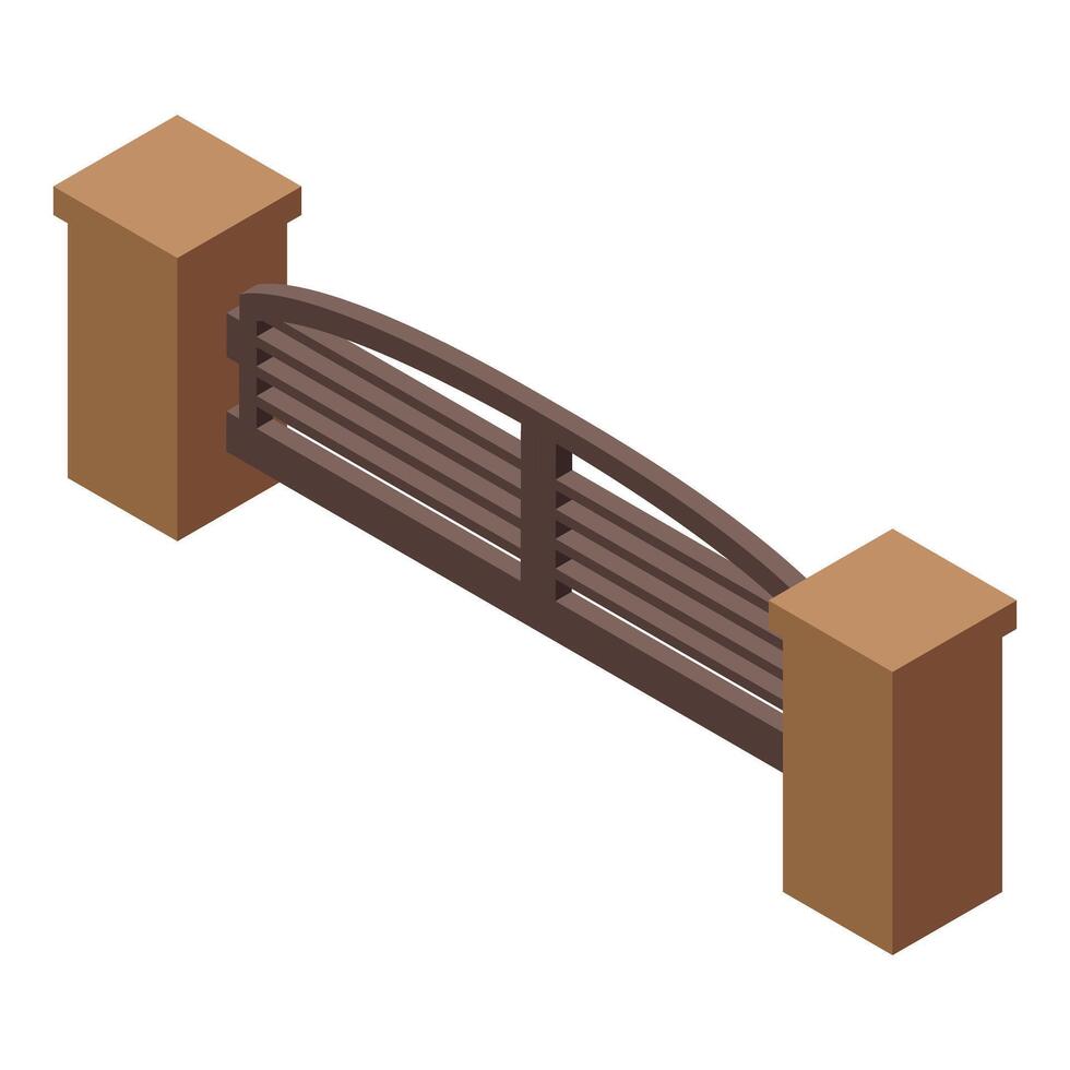 Modern automatic gate closing private driveway entrance vector