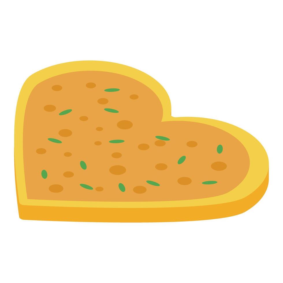 Heart shaped toast with herbs and spices, perfect for a romantic breakfast vector