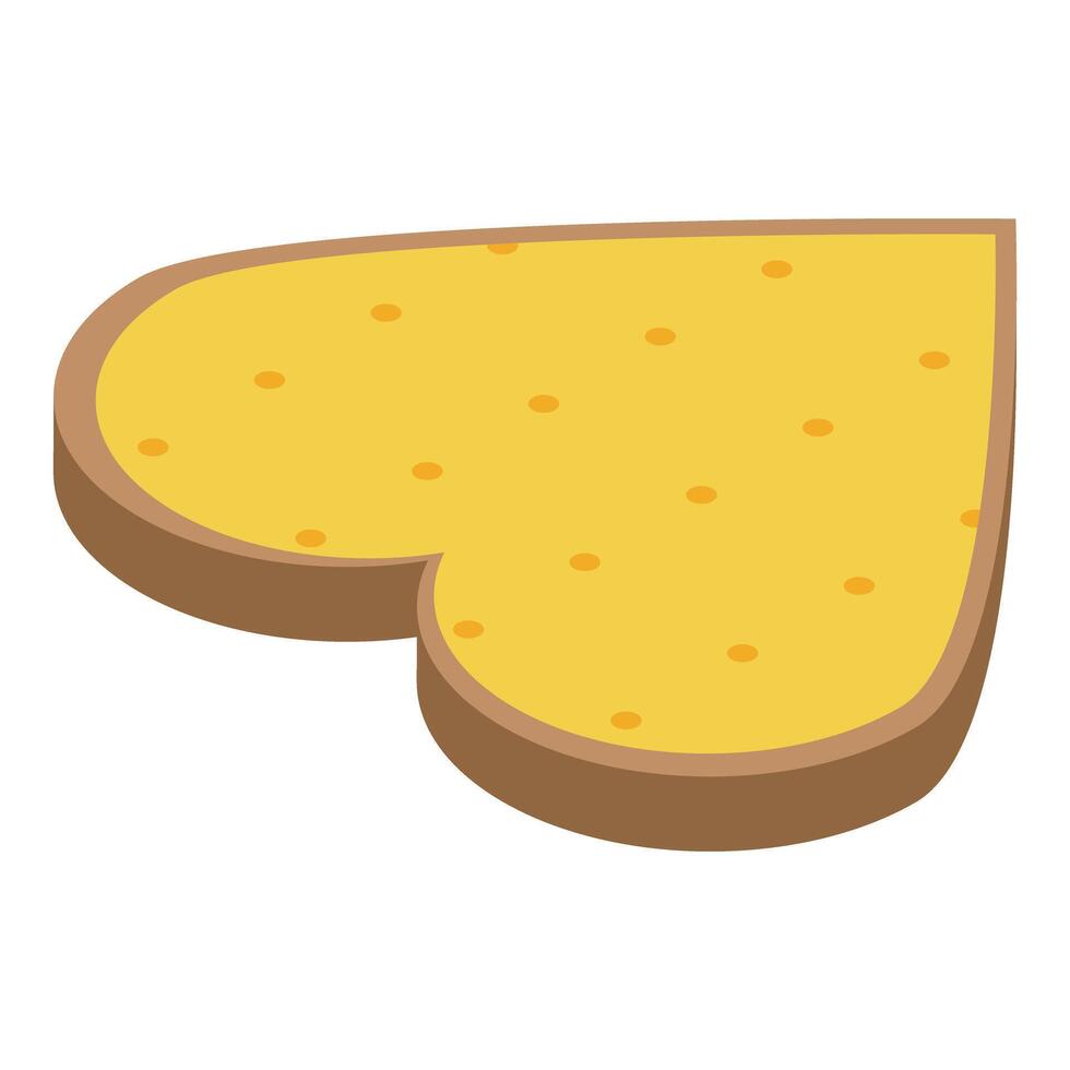 Heart shaped toast with melted butter for a romantic breakfast vector