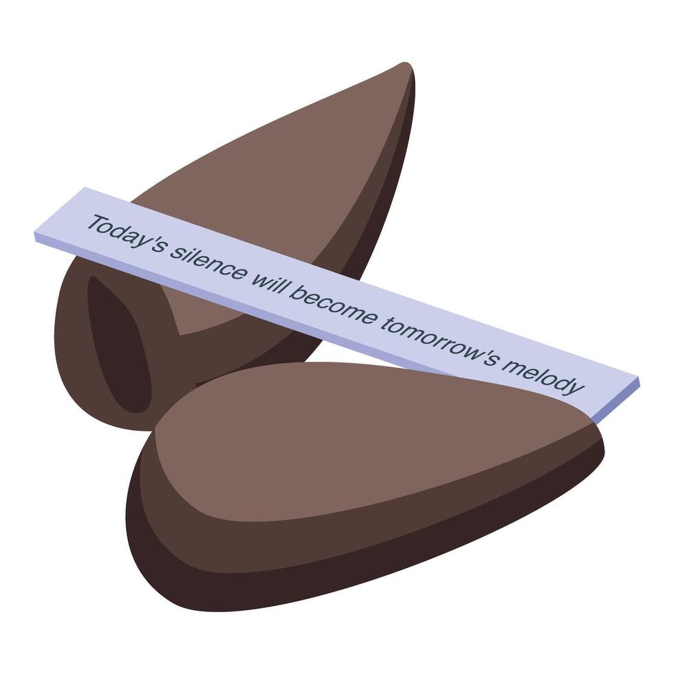 Fortune cookie revealing inspiring message about silence and melody vector