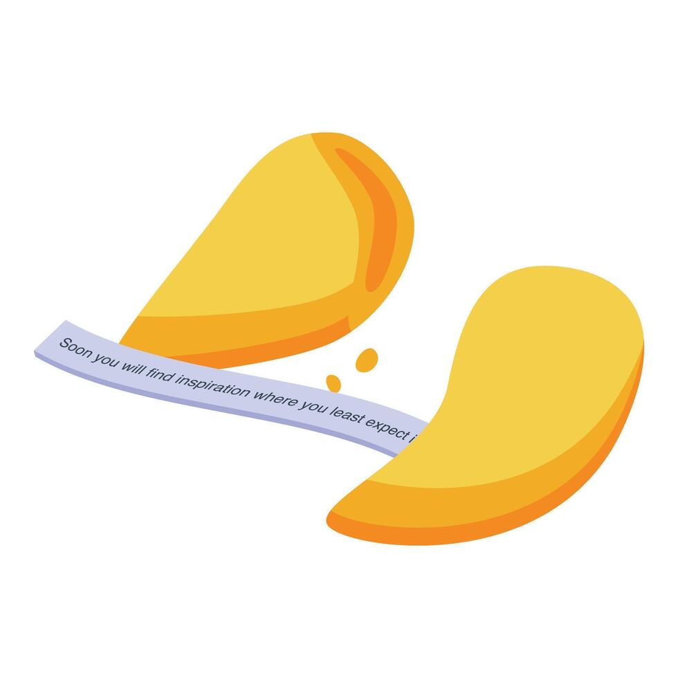 Fortune cookie revealing inspiring message on white background vector