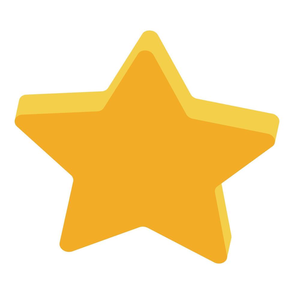 Bright yellow five pointed star shining on white background vector