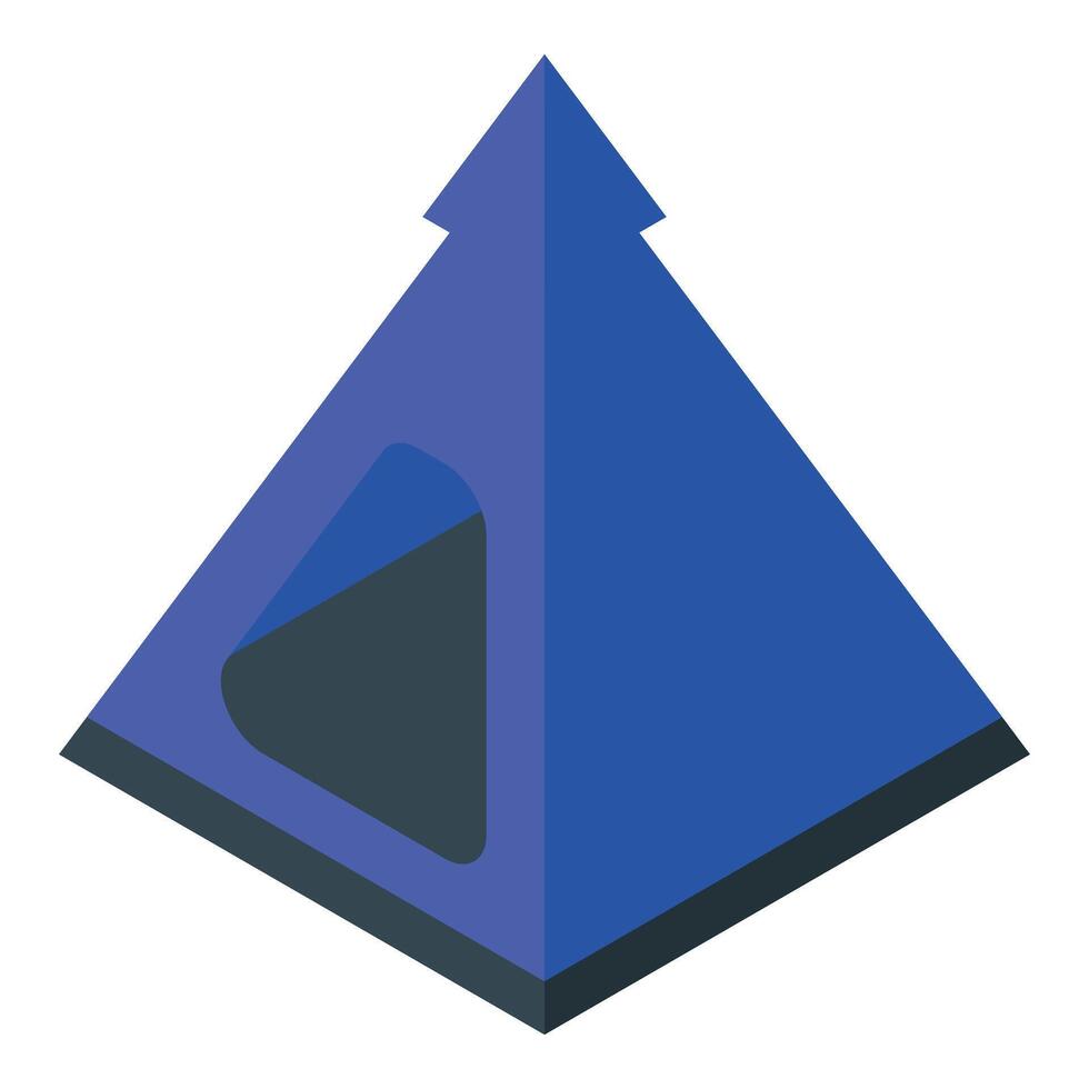 Blue camping tent displaying isometric projection for outdoor adventures vector