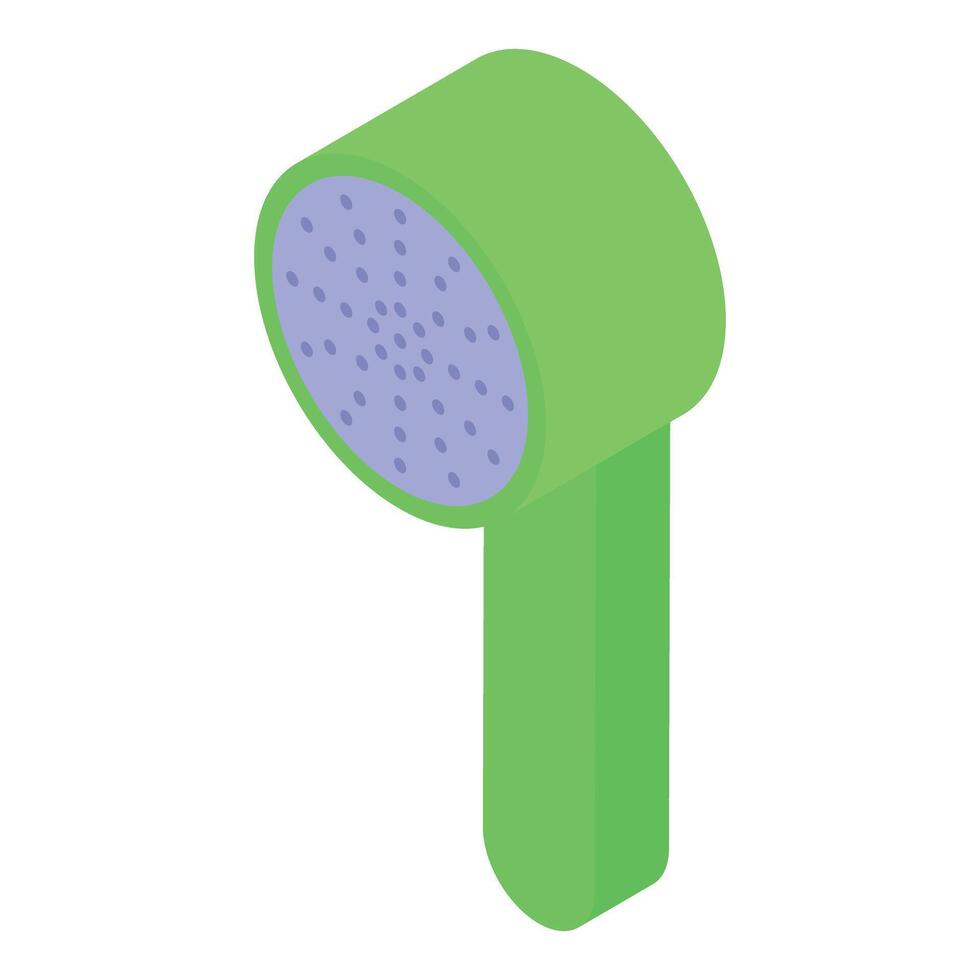 Green shower head providing refreshing water stream for relaxing shower experience vector