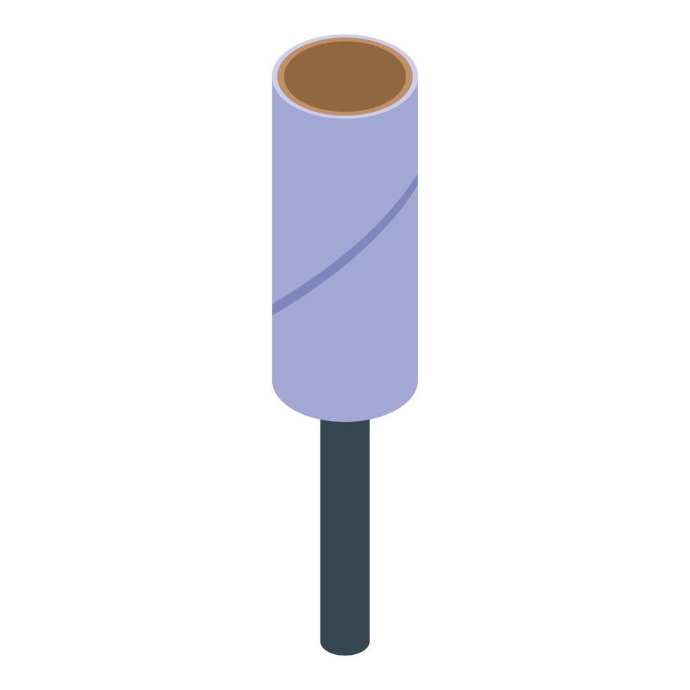 Sticky lint roller removing dust and fluff from clothes vector