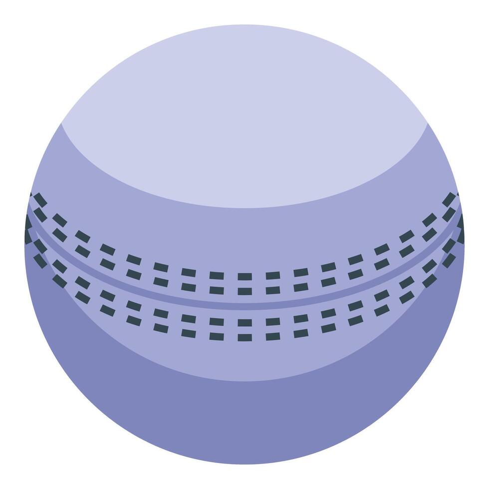 Purple cricket ball showing stitching detail in isometric view vector