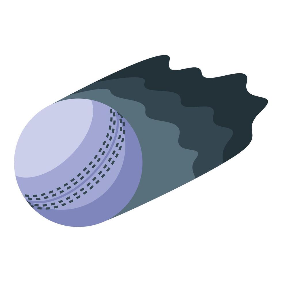 Cricket ball flying through air with motion trail effect vector