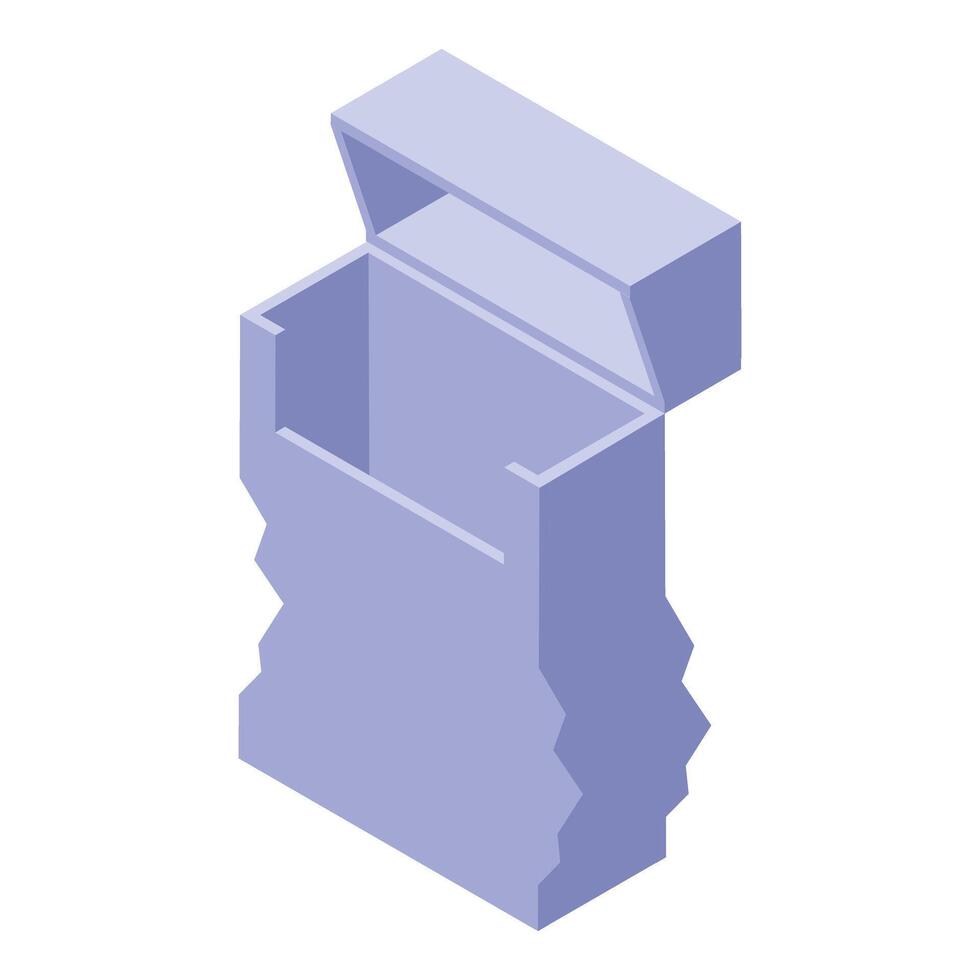 Open cigarette pack isometric icon representing smoking and addiction issues vector