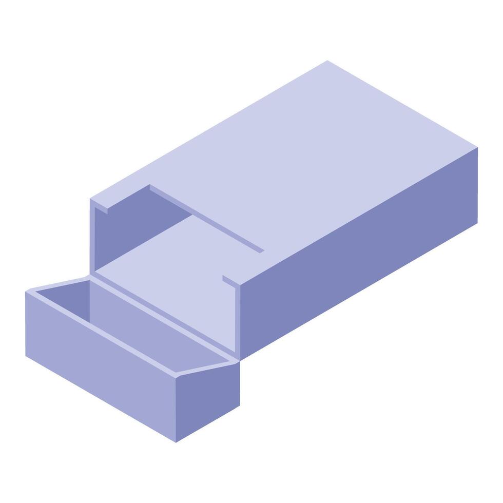 Open empty cigarette pack in isometric view displaying its interior vector