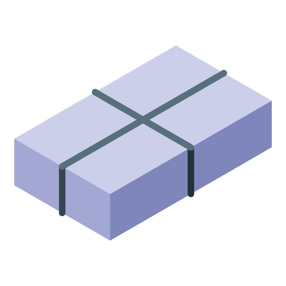 Parcel tied with crosswise straps, keeping contents secure during shipping vector