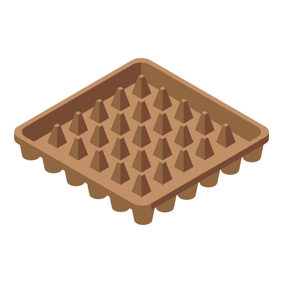 Empty cardboard tray for packaging showing conical dividers vector