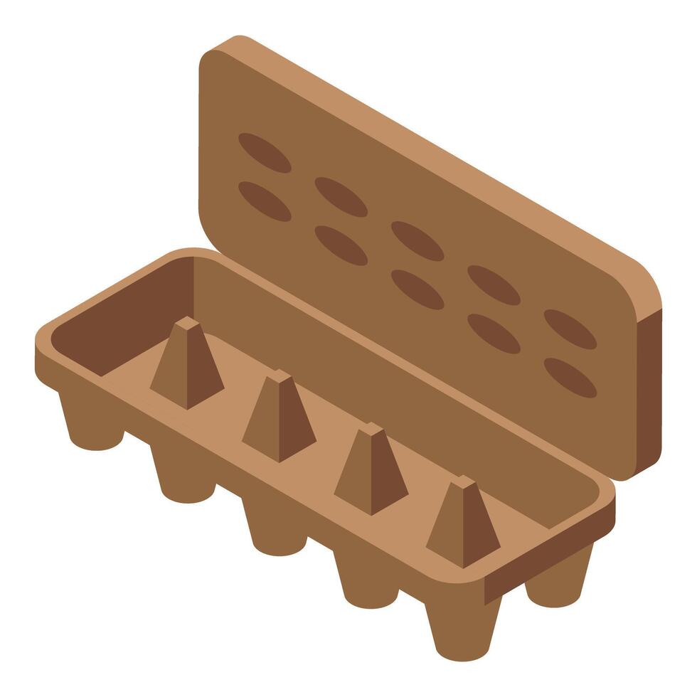 Open empty egg carton box storing food container vector