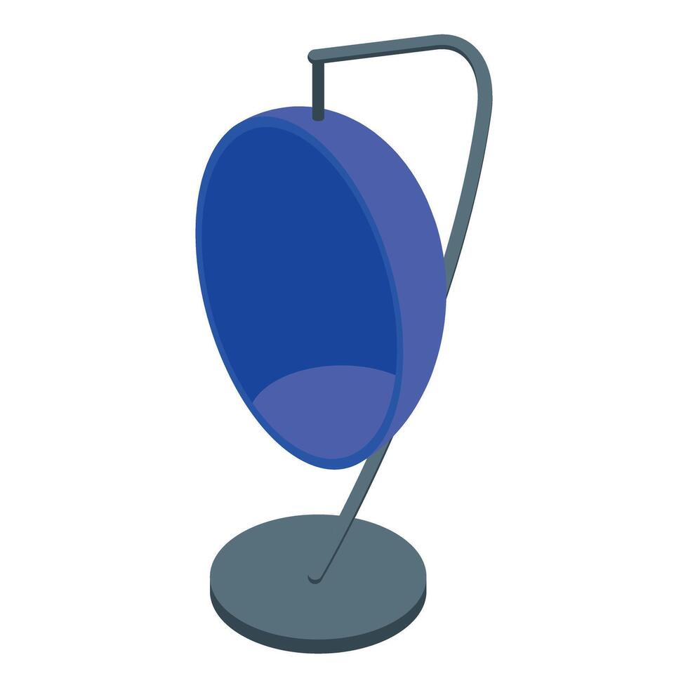 Modern round hanging chair swinging gently in empty room vector