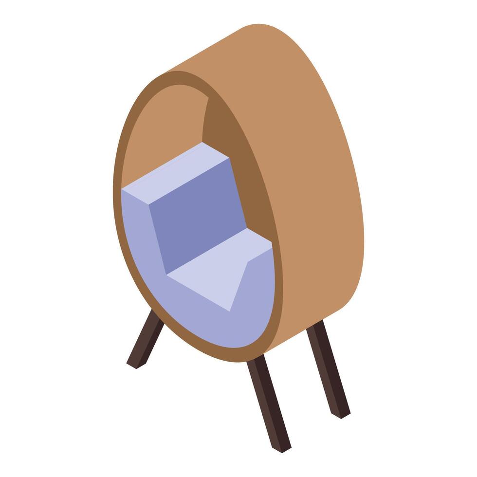 Modern egg shaped armchair embracing comfort and style in isometric view vector