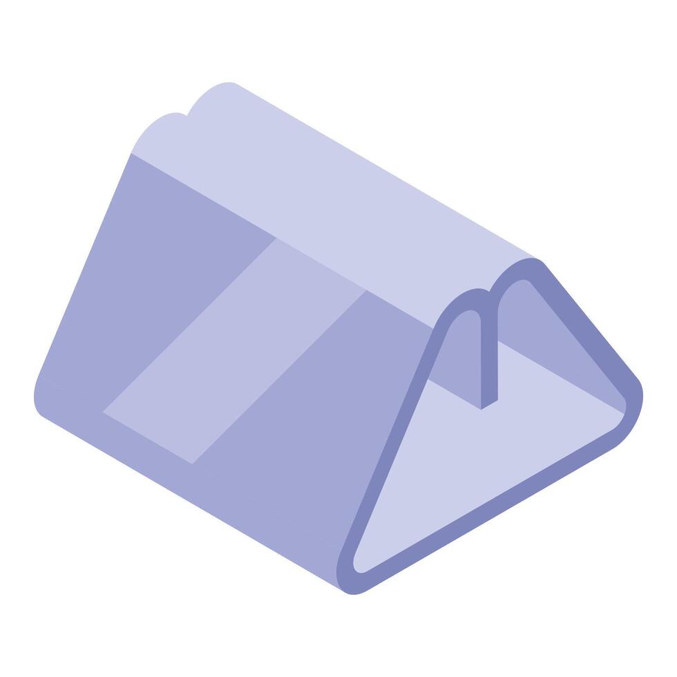 Triangular plastic packaging for food product showing isometric projection vector
