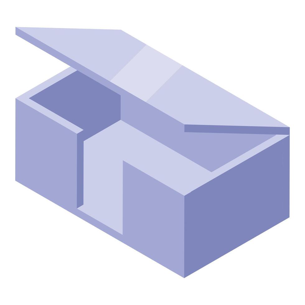 Open empty modern gift box with hinged lid isometric icon vector