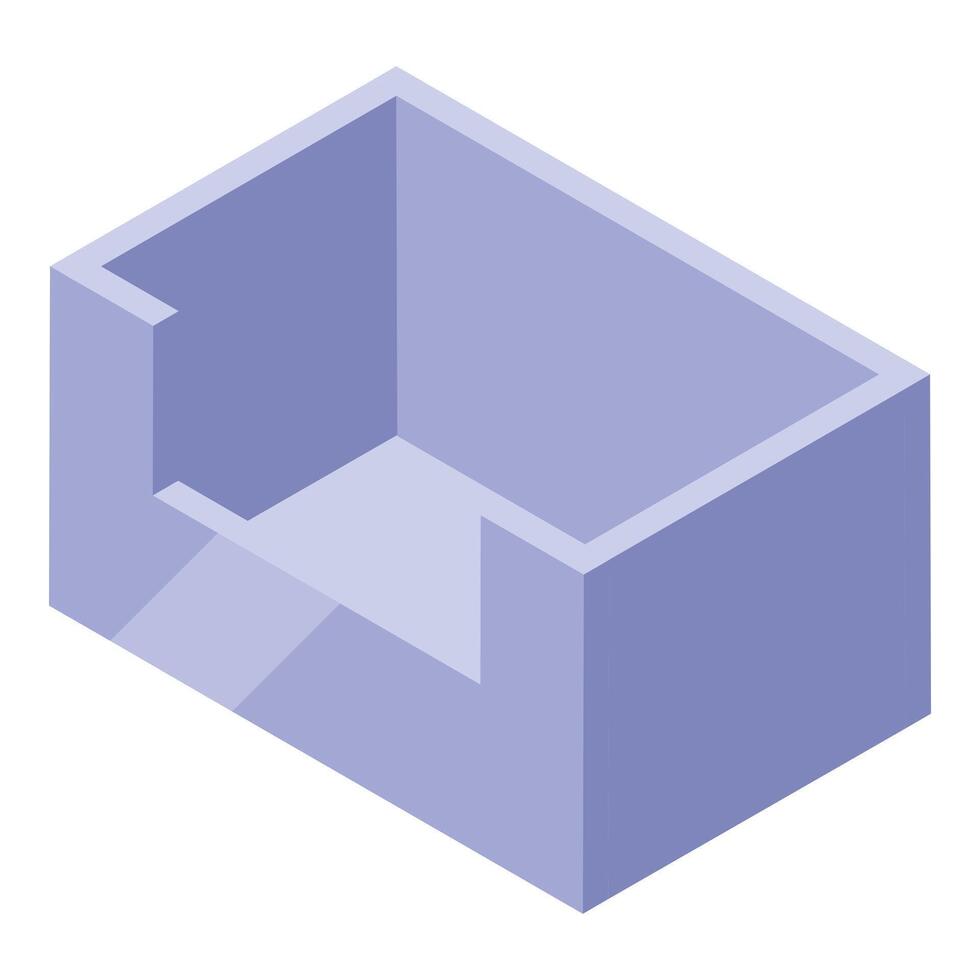 Empty box container opening presenting storage space isometric view vector