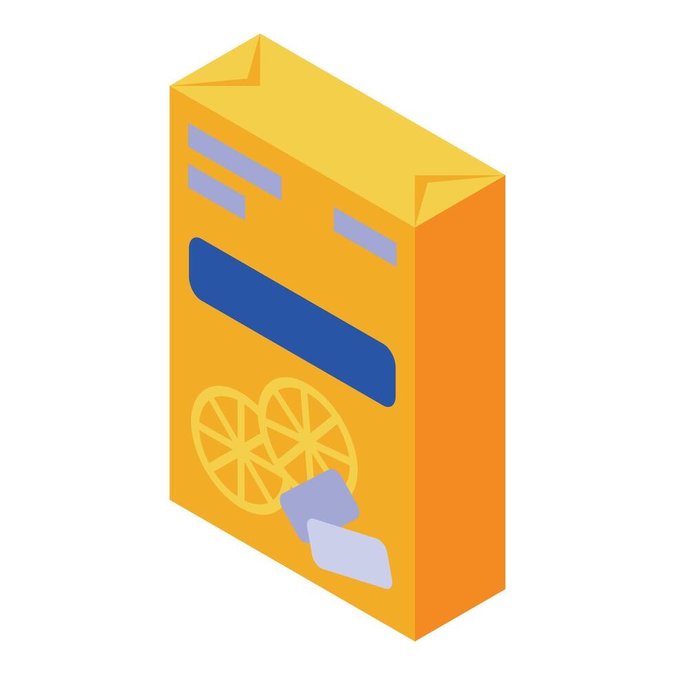 Orange chewing gum box with two chewing gums coming out isometric view vector