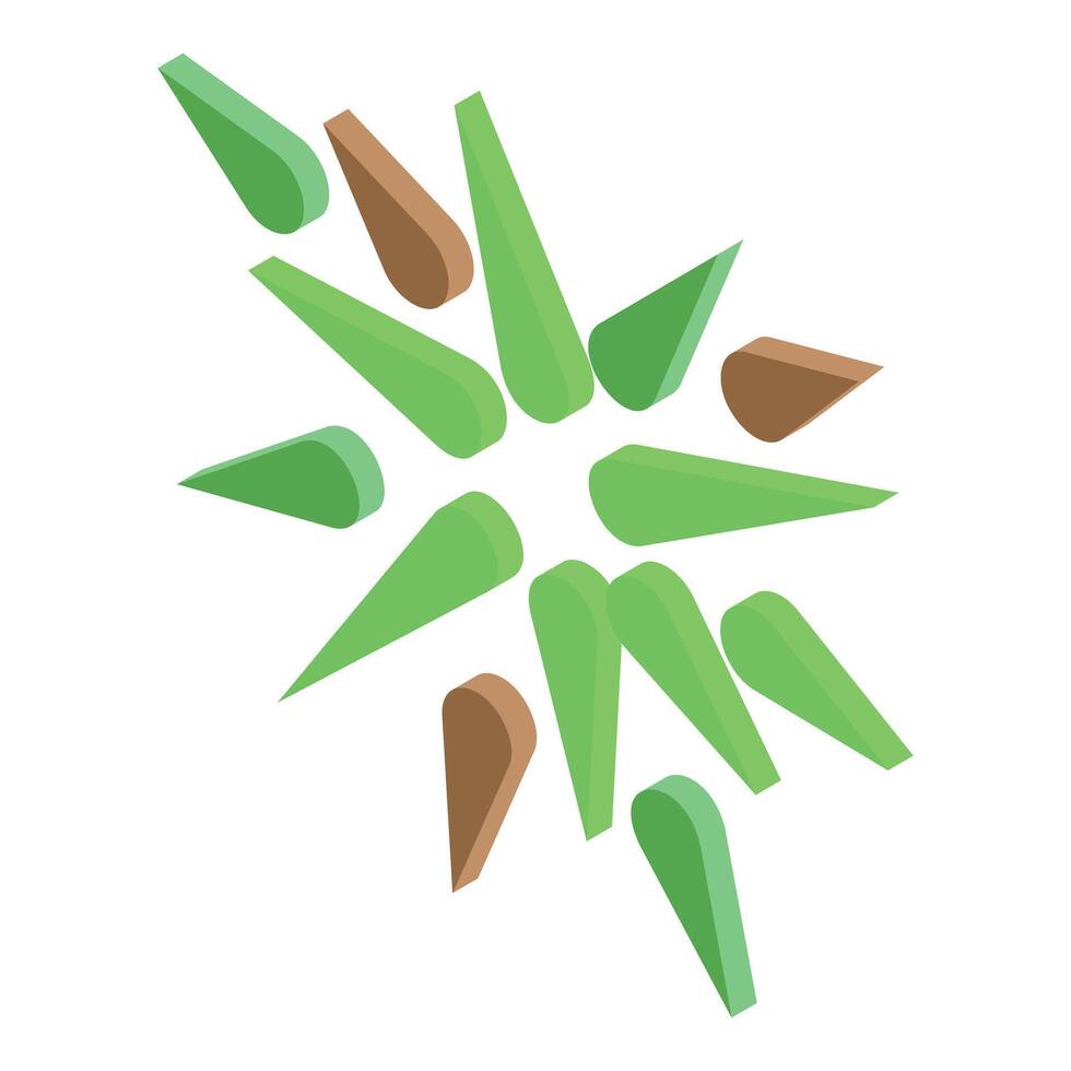 Green and brown petals expanding isometric shape design element vector