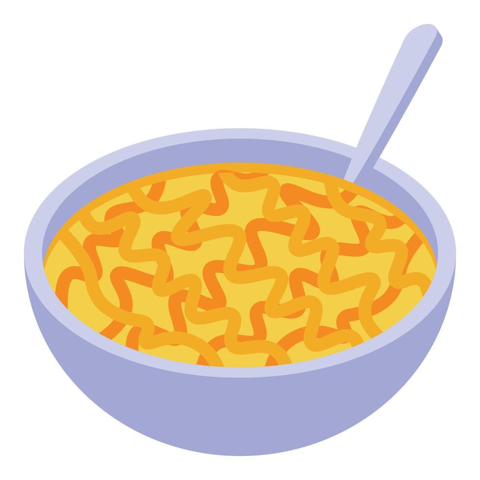Bowl of instant noodles with a spoon ready to be eaten vector