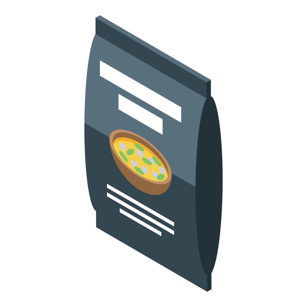 Vacuum sealed bag containing ready made soup, isometric view vector