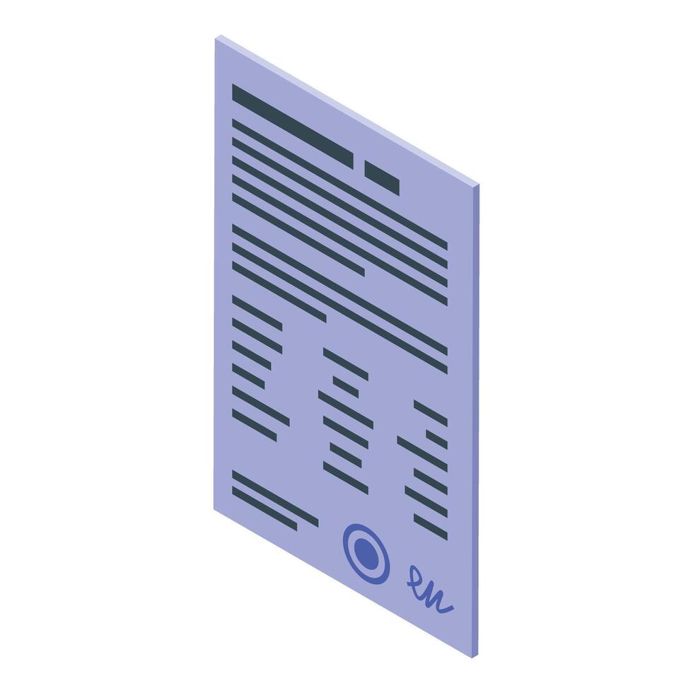 Official document with signature and stamp representing agreement or contract vector