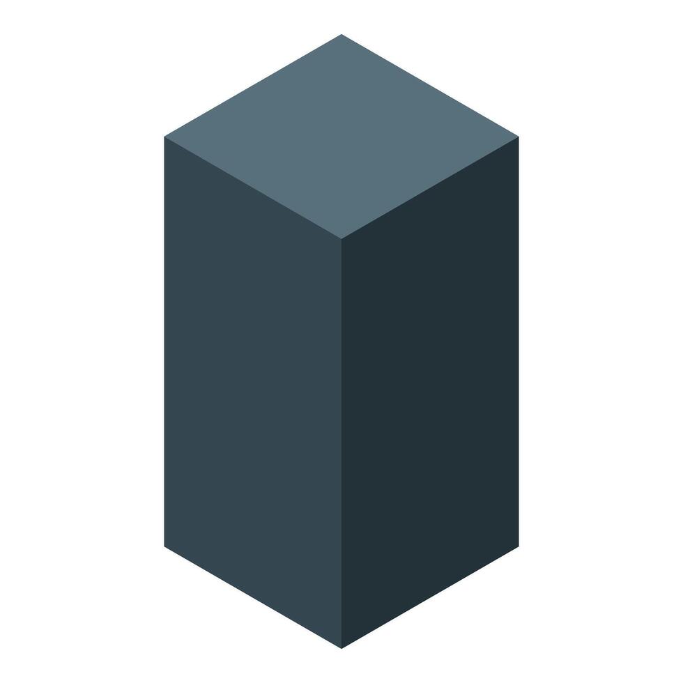 Dark grey rectangular cuboid standing up representing data storage unit vector