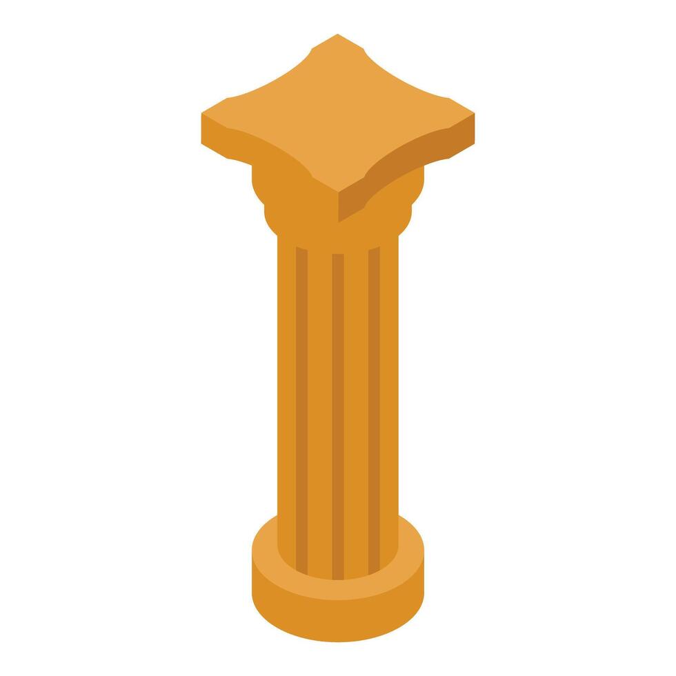 Golden fluted column standing tall in isometric view vector