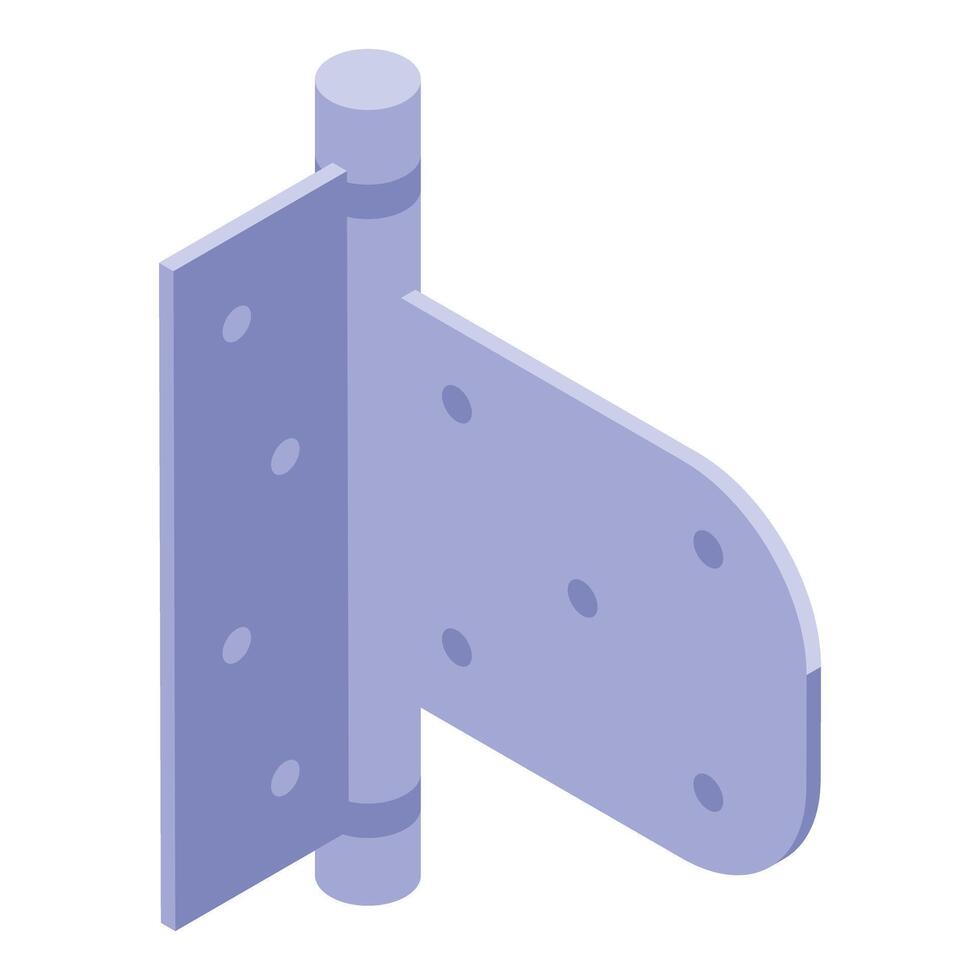 Metal door hinge connecting two parts isometric view vector