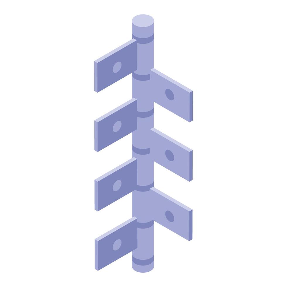 Long metallic hinge with multiple plates connecting a rod and plates isometrically vector