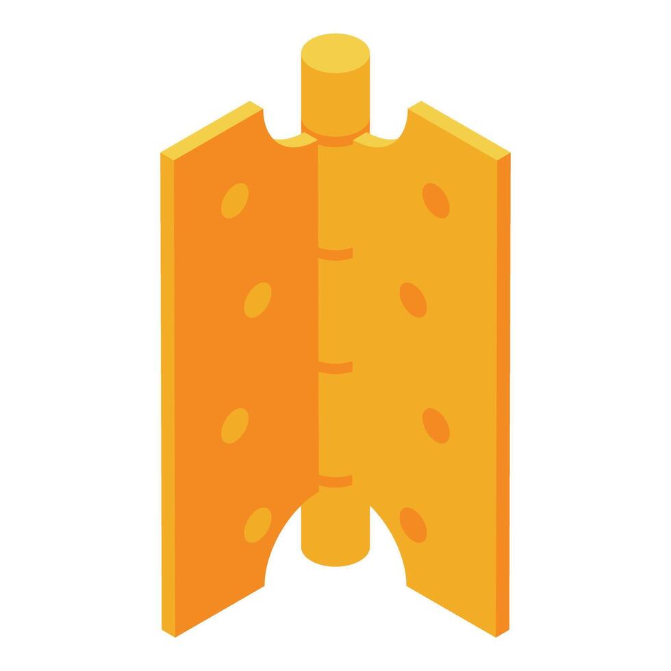 Long door hinge connecting two orange plates isometrically vector