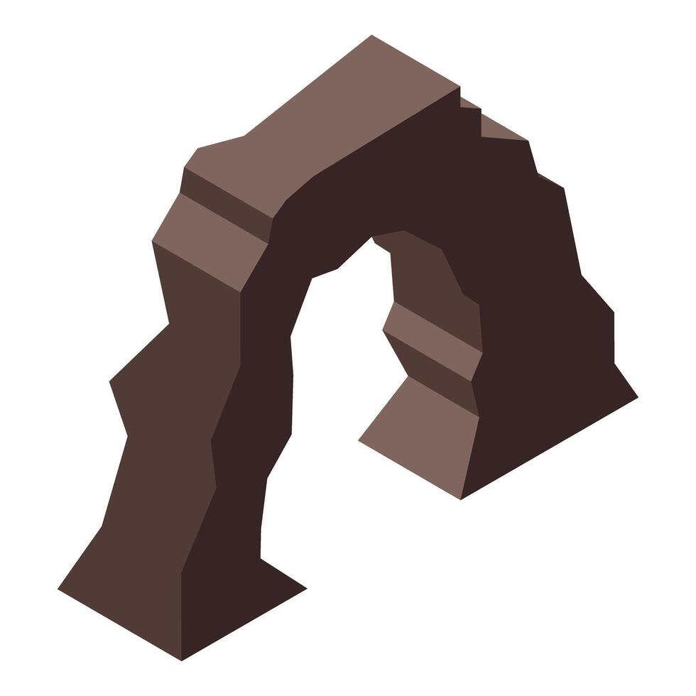 Brown natural arch standing in a desert landscape in isometric view vector